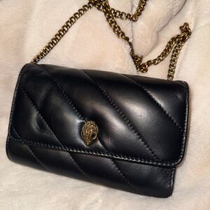 Kurt Geiger Black and Gold Quilted Crossbody Bag